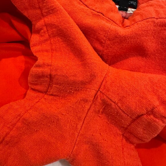 Cynthia Rowley Red Linen Blend Scalloped Hem Shorts Women’s Size 10 Lined, Side - Picture 5 of 15